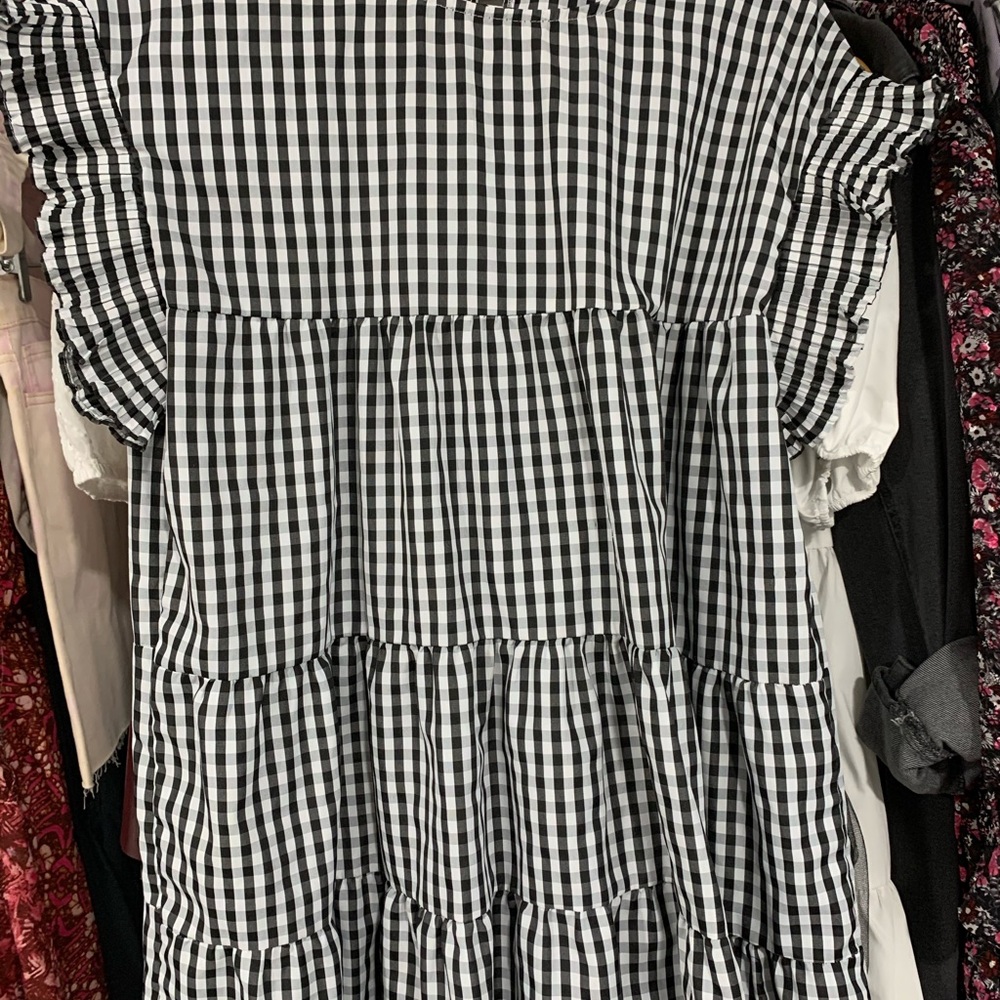 Shein Black Gjngham Tiered BabyDoll Dress